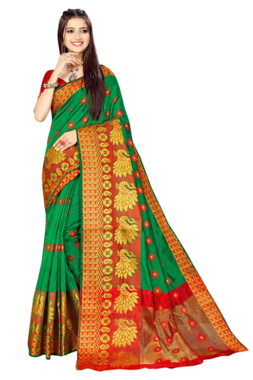 Jacquard Banarasi Border Cotton Blend Saree