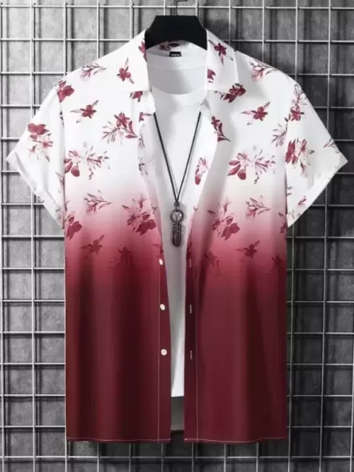 Floral Print Spread Collar Casual Shirt