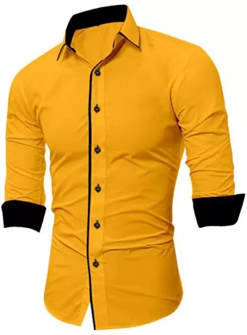 Men Slim Fit Solid Spread Collar Casual Shirt snap2kart