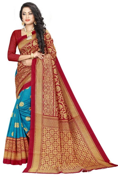 Stylish Multicolored Art Silk Jacquard Sarees For Women