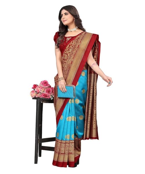 Stylish Multicolored Art Silk Jacquard Sarees For Women